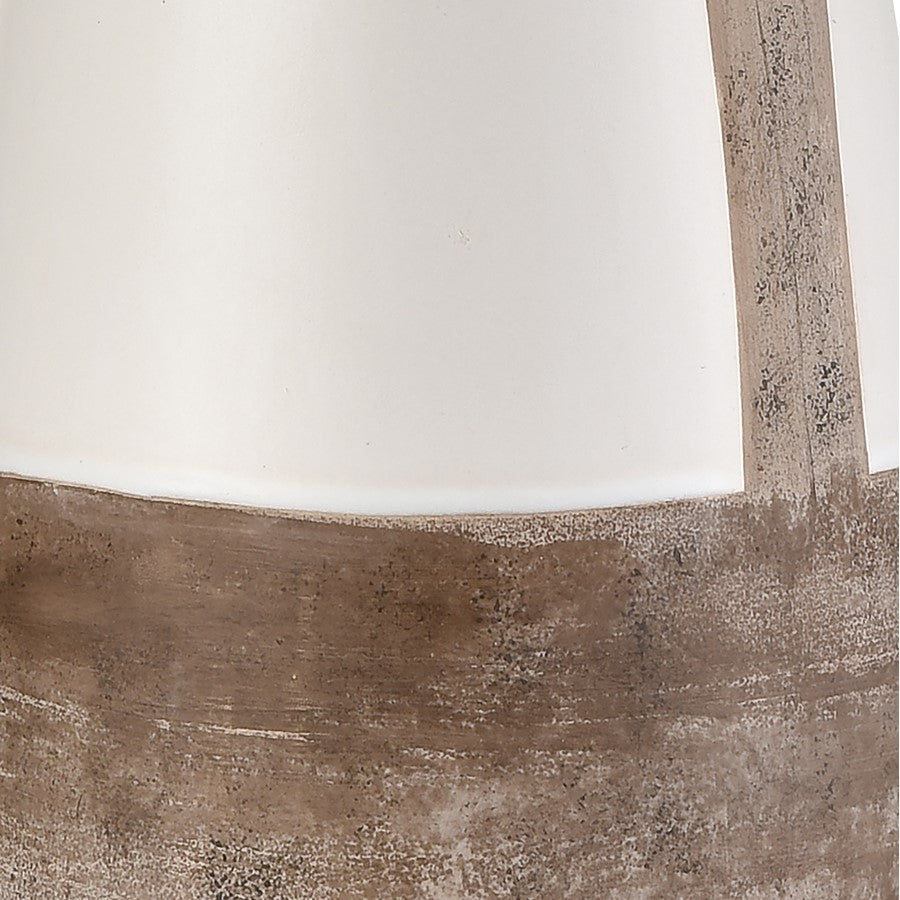 Atlas Lighting Kirkover 26in 1-Light Table Lamp | White Glazed and Brown Earthenware with Rattan Shade | Living Room & Bedroom | Model PL11074-WH