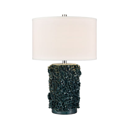 Atlas Larkin 25in 1-Light Table Lamp | Transitional Dark Green Glazed Earthenware and White Fabric Shade | Living Room & Bedroom | Model PL11077-GN
