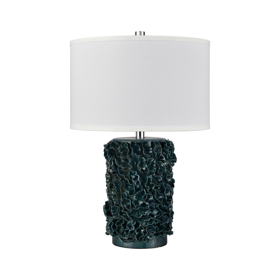 Atlas Larkin 25in 1-Light Table Lamp | Transitional Dark Green Glazed Earthenware and White Fabric Shade | Living Room & Bedroom | Model PL11077-GN
