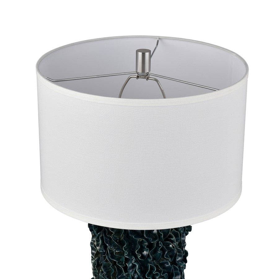 Atlas Larkin 25in 1-Light Table Lamp | Transitional Dark Green Glazed Earthenware and White Fabric Shade | Living Room & Bedroom | Model PL11077-GN