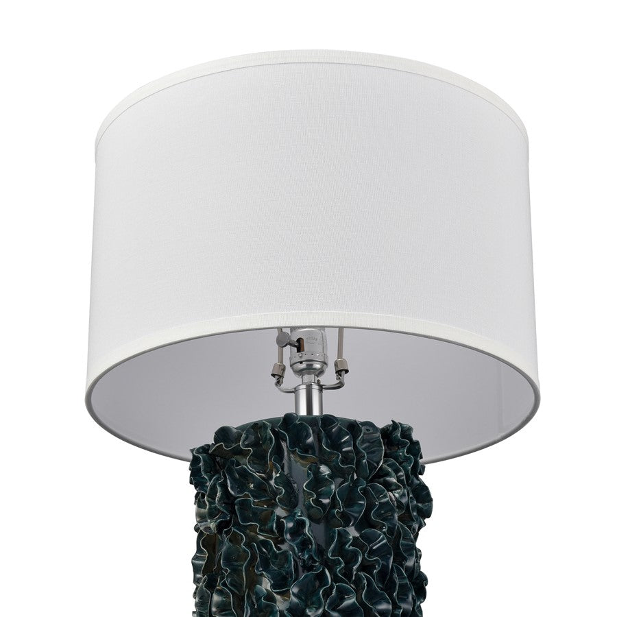 Atlas Larkin 25in 1-Light Table Lamp | Transitional Dark Green Glazed Earthenware and White Fabric Shade | Living Room & Bedroom | Model PL11077-GN