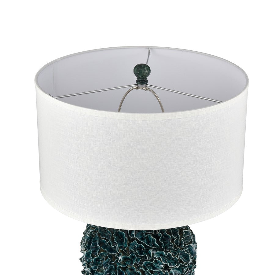 Atlas Larkin 27.5in 1-Light Table Lamp | Transitional Dark Green Glazed Earthenware and White Fabric Shade | Living Room & Bedroom | Model PL11078-GN