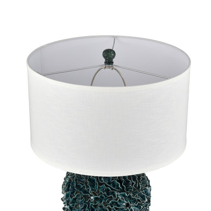 Atlas Larkin 27.5in 1-Light Table Lamp | Transitional Dark Green Glazed Earthenware and White Fabric Shade | Living Room & Bedroom | Model PL11078-GN