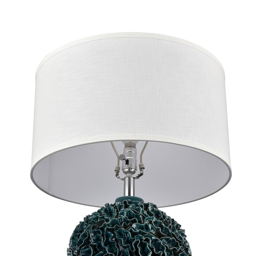 Atlas Larkin 27.5in 1-Light Table Lamp | Transitional Dark Green Glazed Earthenware and White Fabric Shade | Living Room & Bedroom | Model PL11078-GN