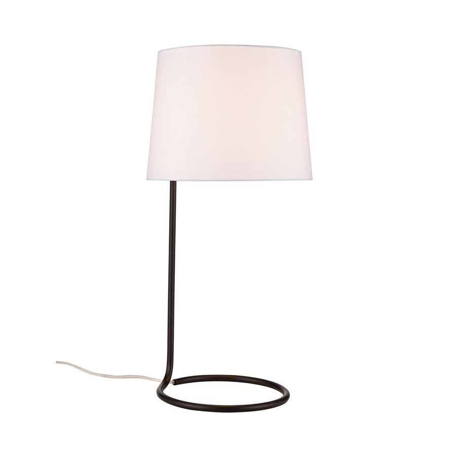 Atlas Lighting Loophole 13in 1-Light Table Lamp | Oil Rubbed Bronze and White Linen Shade | Living Room & Bedroom | 13 x 13 x 29 in | Model PL11081-BZ
