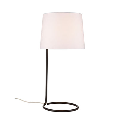 Atlas Lighting Loophole 13in 1-Light Table Lamp | Oil Rubbed Bronze and White Linen Shade | Living Room & Bedroom | 13 x 13 x 29 in | Model PL11081-BZ