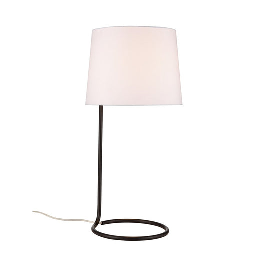 Atlas Lighting Loophole 13in 1-Light Table Lamp | Oil Rubbed Bronze and White Linen Shade | Living Room & Bedroom | 13 x 13 x 29 in | Model PL11081-BZ