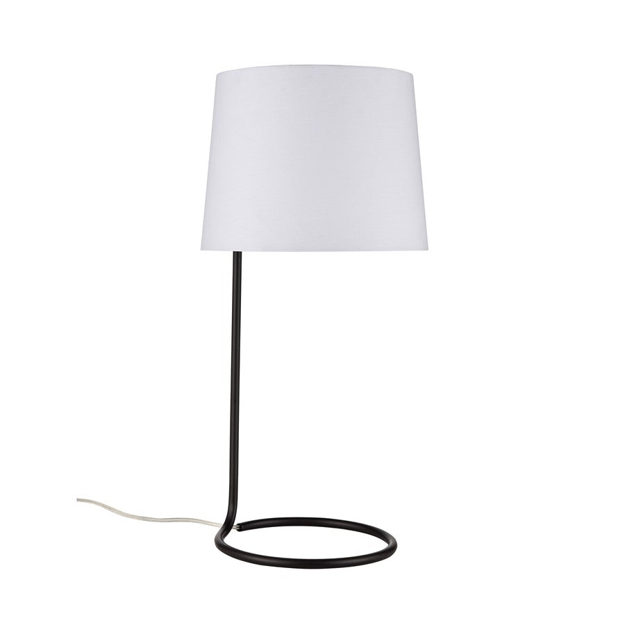 Atlas Lighting Loophole 13in 1-Light Table Lamp | Oil Rubbed Bronze and White Linen Shade | Living Room & Bedroom | 13 x 13 x 29 in | Model PL11081-BZ