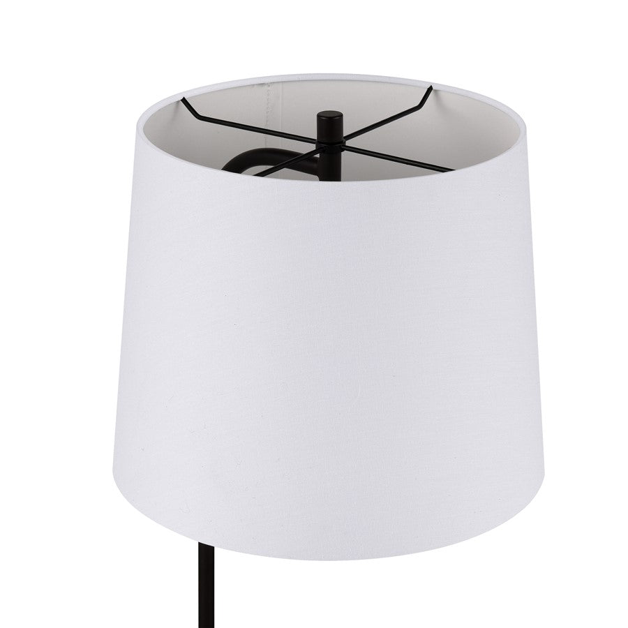 Atlas Lighting Loophole 13in 1-Light Table Lamp | Oil Rubbed Bronze and White Linen Shade | Living Room & Bedroom | 13 x 13 x 29 in | Model PL11081-BZ