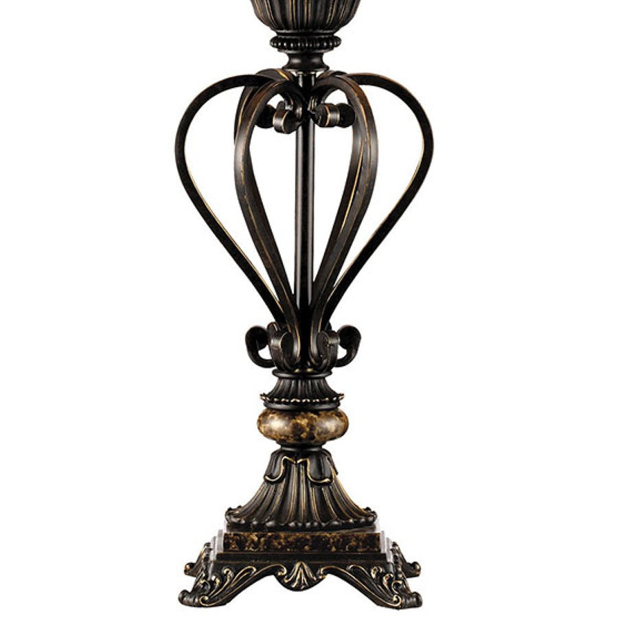 Atlas Lighting Lyon 18in 1-Light Table Lamp | Bronze and Beige Sateen Shade | Living Room & Bedroom | 18 x 18 x 34 in | Model PL11082-BZ