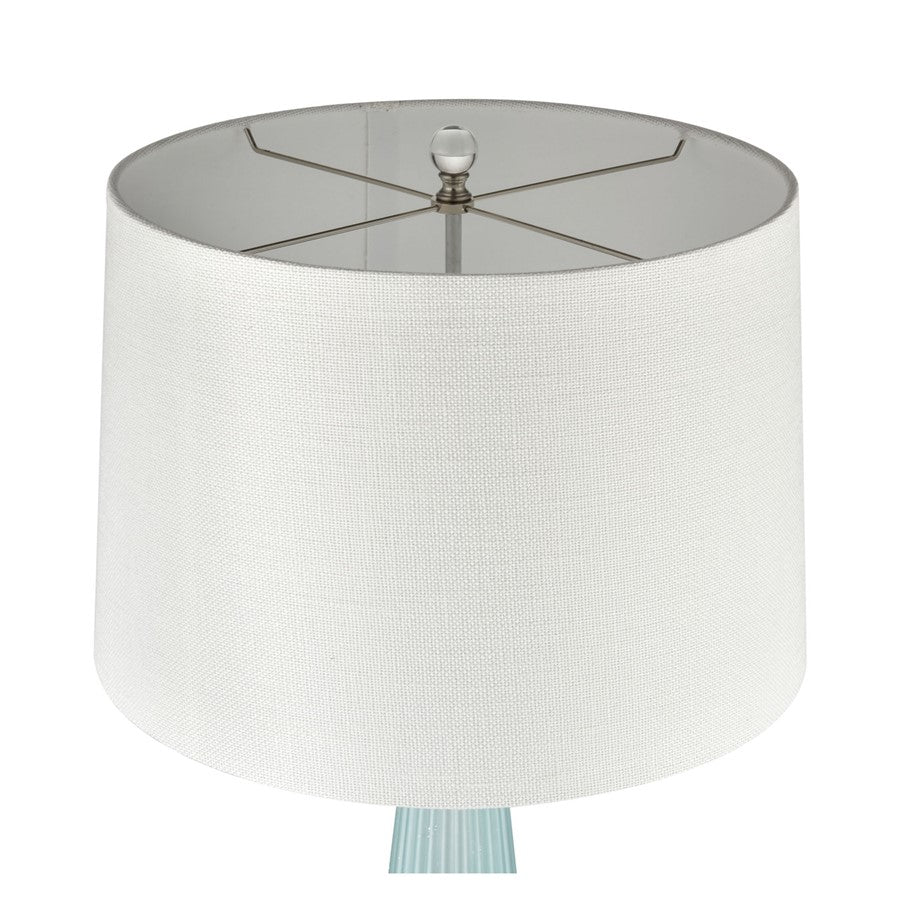 Atlas Lighting Mariani 17in 2-Light Table Lamp Set of 2 | Light Blue Glass and Silver Linen Shade | Bedroom & Living Room | Model PL11083-BLS