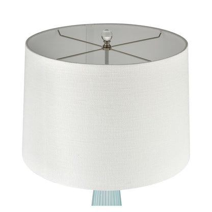 Atlas Lighting Mariani 17in 2-Light Table Lamp Set of 2 | Light Blue Glass and Silver Linen Shade | Bedroom & Living Room | Model PL11083-BLS