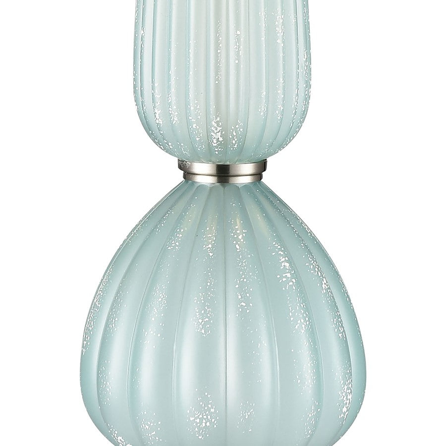 Atlas Lighting Mariani 17in 2-Light Table Lamp Set of 2 | Light Blue Glass and Silver Linen Shade | Bedroom & Living Room | Model PL11083-BLS
