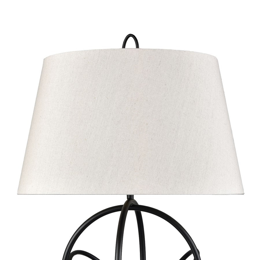 Atlas Lighting Morely 26in 1-Light Table Lamp | Transitional Matte Black and Brown Fabric Shade | Living Room & Bedroom | Model PL11084-BK