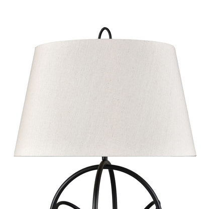 Atlas Lighting Morely 26in 1-Light Table Lamp | Transitional Matte Black and Brown Fabric Shade | Living Room & Bedroom | Model PL11084-BK