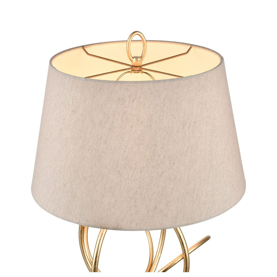 Atlas Lighting Morely 26in 1-Light Table Lamp | Transitional Gold Leaf and Brown Fabric Shade | Living Room & Bedroom | Model PL11084-GD