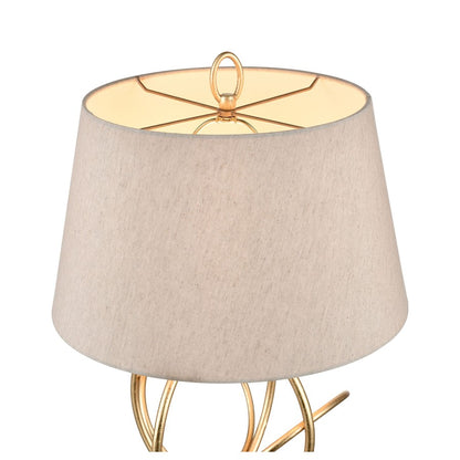 Atlas Lighting Morely 26in 1-Light Table Lamp | Transitional Gold Leaf and Brown Fabric Shade | Living Room & Bedroom | Model PL11084-GD