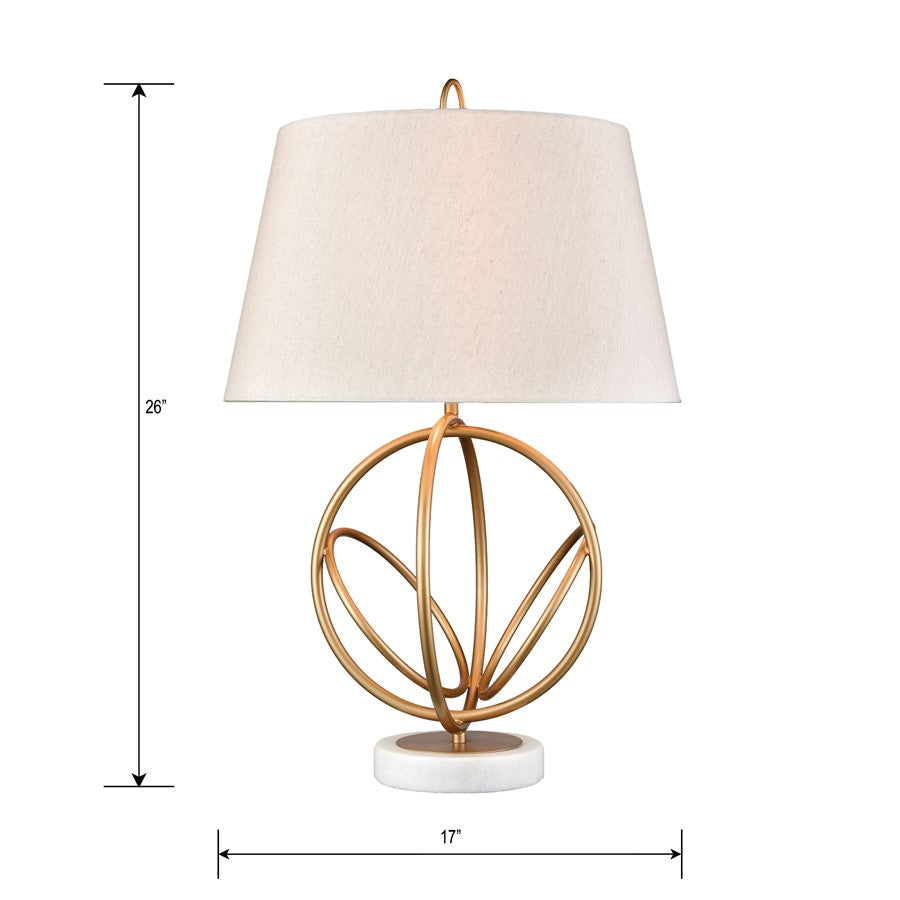 Atlas Lighting Morely 26in 1-Light Table Lamp | Transitional Gold and Brown Fabric Shade | Living Room & Bedroom | 17 x 17 x 26 in | Model PL11084-GD2
