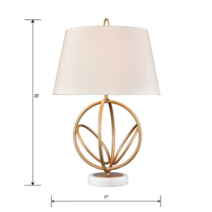 Atlas Lighting Morely 26in 1-Light Table Lamp | Transitional Gold and Brown Fabric Shade | Living Room & Bedroom | 17 x 17 x 26 in | Model PL11084-GD2