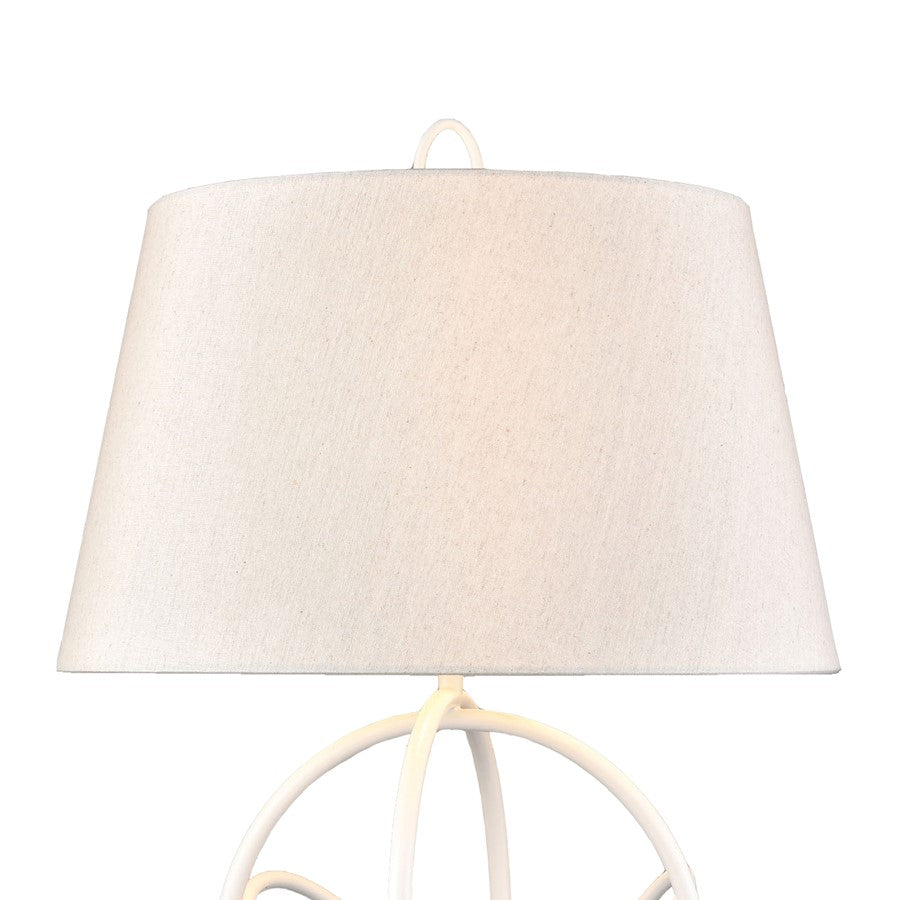 Atlas Lighting Morely 26in 1-Light Table Lamp | Transitional Matte White and Brown Fabric Shade | Living Room & Bedroom | Model PL11084-WH