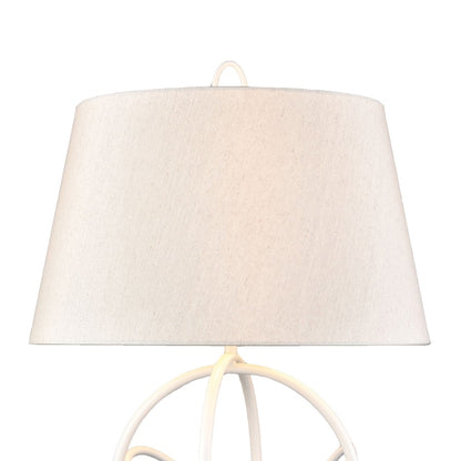 Atlas Lighting Morely 26in 1-Light Table Lamp | Transitional Matte White and Brown Fabric Shade | Living Room & Bedroom | Model PL11084-WH