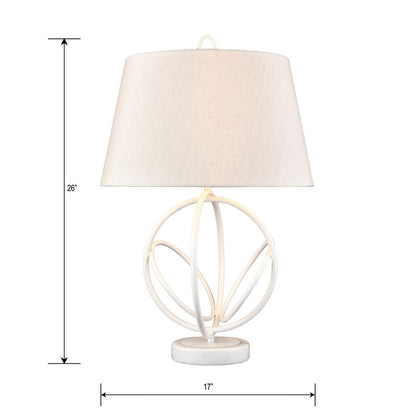 Atlas Lighting Morely 26in 1-Light Table Lamp | Transitional Matte White and Brown Fabric Shade | Living Room & Bedroom | Model PL11084-WH