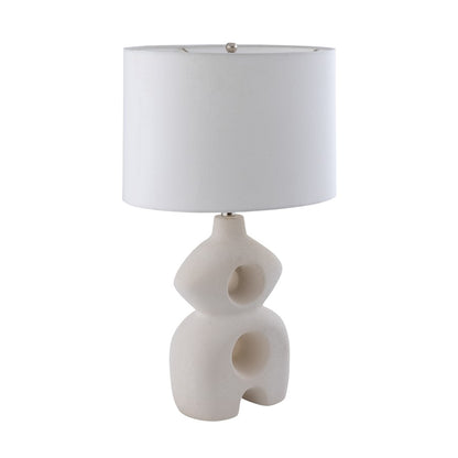 Atlas Lighting Neptune 26in 1-Light Table Lamp | Modern Dry White Earthenware and White Fabric Shade | Living Room & Bedroom | Model PL11086-WH