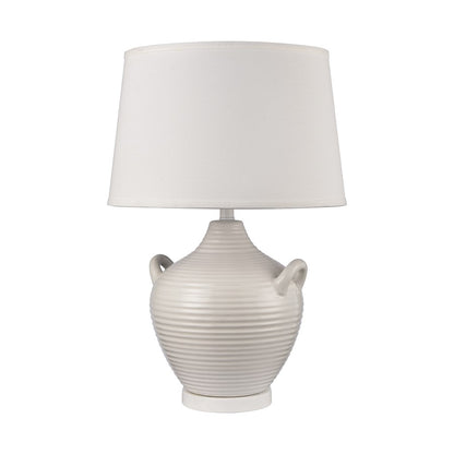 Atlas Lighting Oxford 25in 1-Light Table Lamp | Transitional Gloss White Earthenware and White Linen Shade | Living Room & Bedroom | Model PL11089-WH
