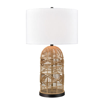 Atlas Lighting Peckham 30in 1-Light Table Lamp | Natural Woven Paper Rope and White Fabric Drum Shade | Living Room & Bedroom | Model PL11090-NA