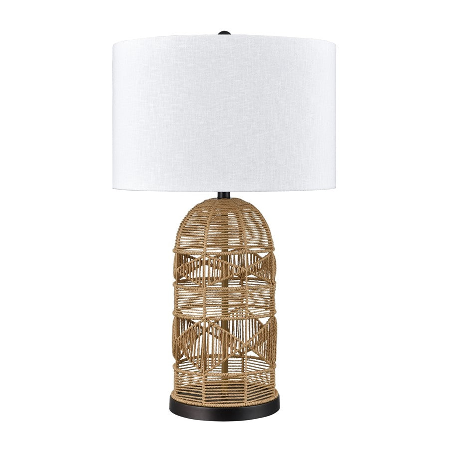 Atlas Lighting Peckham 30in 1-Light Table Lamp | Natural Woven Paper Rope and White Fabric Drum Shade | Living Room & Bedroom | Model PL11090-NA