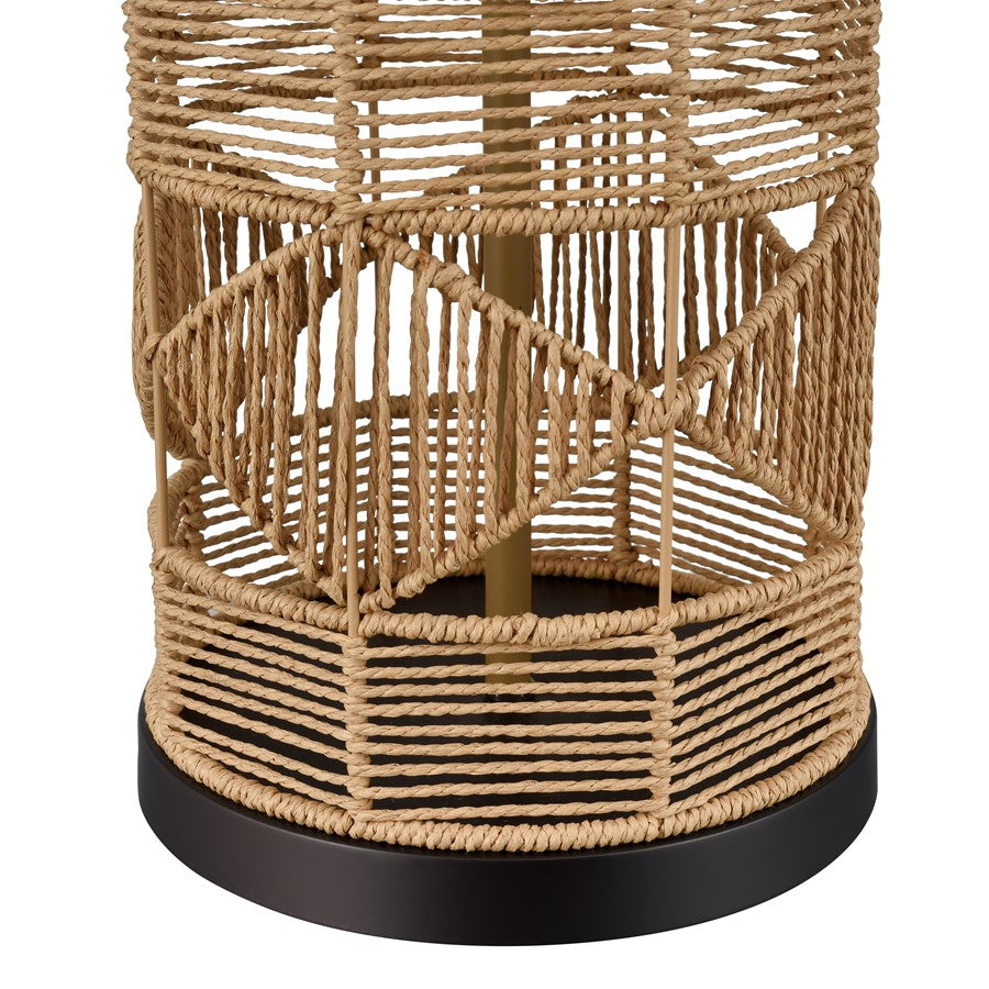 Atlas Lighting Peckham 30in 1-Light Table Lamp | Natural Woven Paper Rope and White Fabric Drum Shade | Living Room & Bedroom | Model PL11090-NA