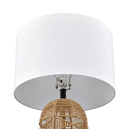 Atlas Lighting Peckham 30in 1-Light Table Lamp | Natural Woven Paper Rope and White Fabric Drum Shade | Living Room & Bedroom | Model PL11090-NA