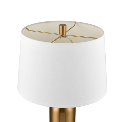 Atlas Lighting Pill 34in 1-Light Table Lamp | Aged Brass Metal and White Linen Shade | Living Room & Bedroom | 16 x 16 x 34 in | Model PL11092-BS