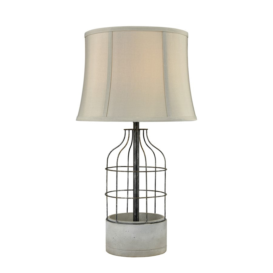 Atlas Lighting Rochefort 27in 1-Light Table Lamp | Transitional Oil Rubbed Bronze Metal and Polished Concrete with Cream Linen | Model PL11097-BZ