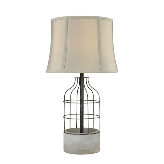 Atlas Lighting Rochefort 27in 1-Light Table Lamp | Transitional Oil Rubbed Bronze Metal and Polished Concrete with Cream Linen | Model PL11097-BZ
