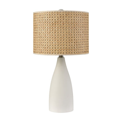 Atlas Lighting Rockport 23in 1-Light Table Lamp | Transitional Matte White Concrete and Natural Rattan Shade | Living Room | Model PL11100-WH
