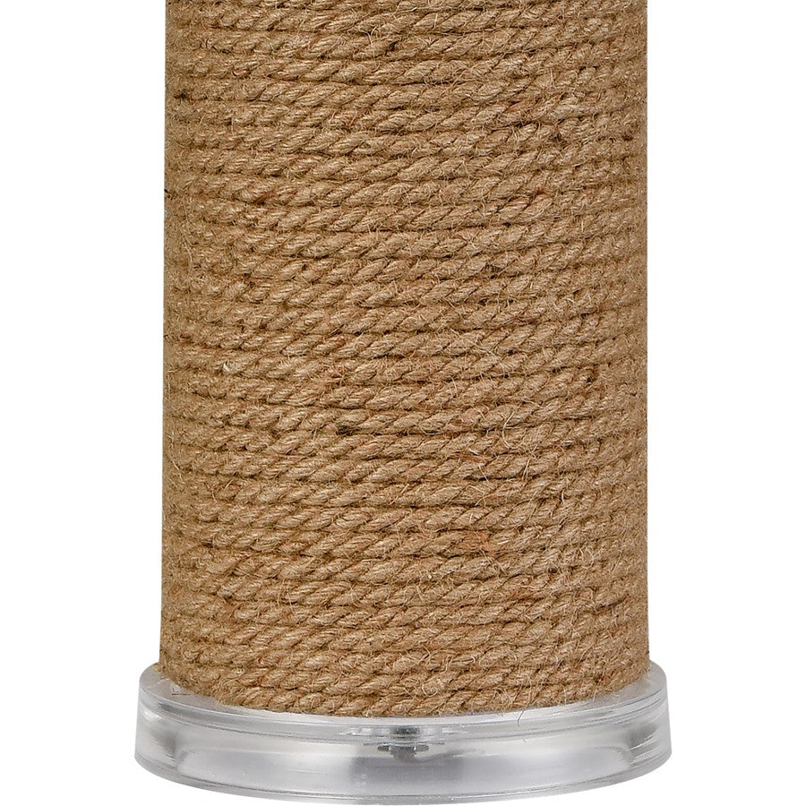 Atlas Lighting Sherman 16in 1-Light Table Lamp | Natural Rope and Clear Acrylic with White Linen Drum Shade | Living Room | Model PL11103-NA