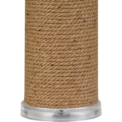 Atlas Lighting Sherman 16in 1-Light Table Lamp | Natural Rope and Clear Acrylic with White Linen Drum Shade | Living Room | Model PL11103-NA