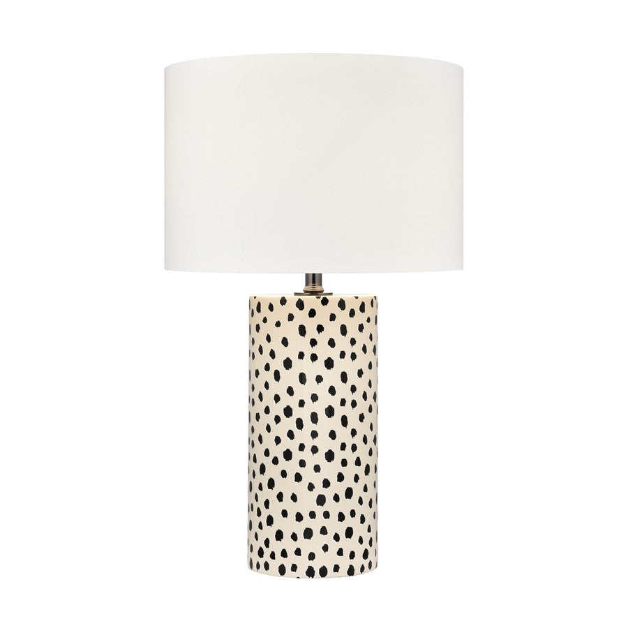 Atlas Lighting Signe 26in 1-Light Table Lamp | Cream Earthenware and White Fabric Shade | Living Room & Bedroom | 15 x 15 x 26 in | Model PL11104-CR