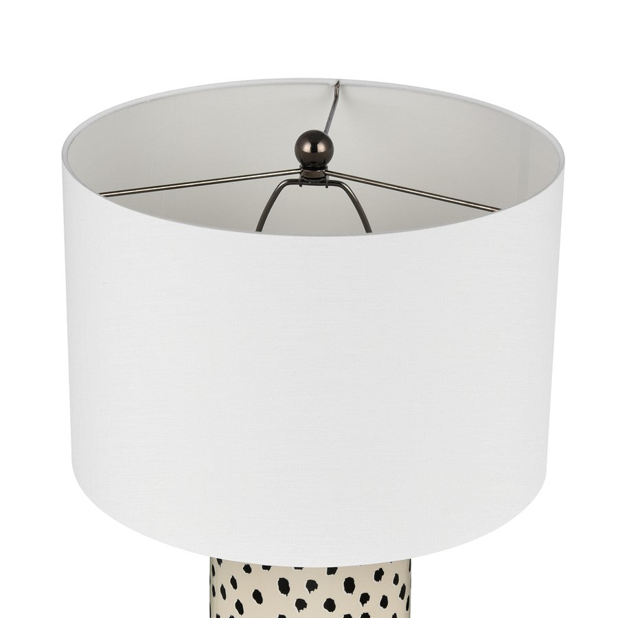 Atlas Lighting Signe 26in 1-Light Table Lamp | Cream Earthenware and White Fabric Shade | Living Room & Bedroom | 15 x 15 x 26 in | Model PL11104-CR