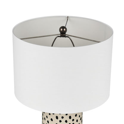 Atlas Lighting Signe 26in 1-Light Table Lamp | Cream Earthenware and White Fabric Shade | Living Room & Bedroom | 15 x 15 x 26 in | Model PL11104-CR