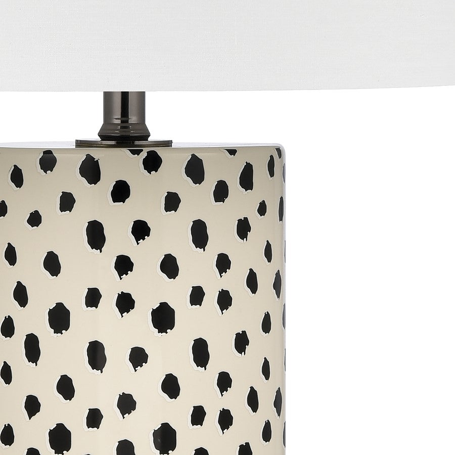 Atlas Lighting Signe 26in 1-Light Table Lamp | Cream Earthenware and White Fabric Shade | Living Room & Bedroom | 15 x 15 x 26 in | Model PL11104-CR