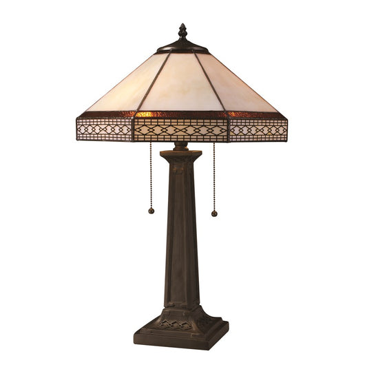 Atlas Lighting Stone Filigree 24" 2Lt Table Lamp, Bronze/Multicolor - PL11105-BZ