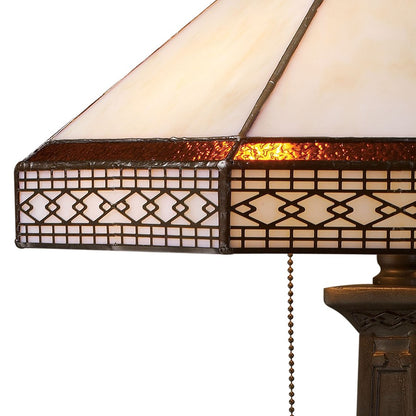 Atlas Lighting Stone Filigree 24" 2Lt Table Lamp, Bronze/Multicolor