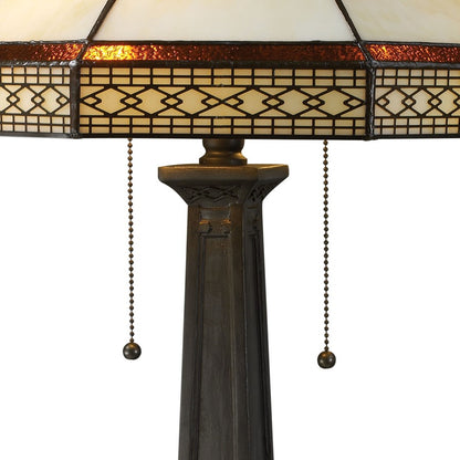Atlas Lighting Stone Filigree 24" 2Lt Table Lamp, Bronze/Multicolor