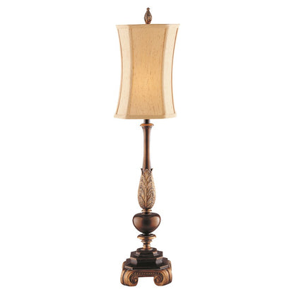 Atlas Lighting Sweet Ginger 35.5in 1-Light Table Lamp | Antique Gold Composite and Gold Fabric Shade | Living Room & Bedroom | Model PL11107-GD