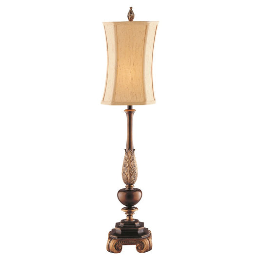 Atlas Lighting Sweet Ginger 35.5in 1-Light Table Lamp | Antique Gold Composite and Gold Fabric Shade | Living Room & Bedroom | Model PL11107-GD