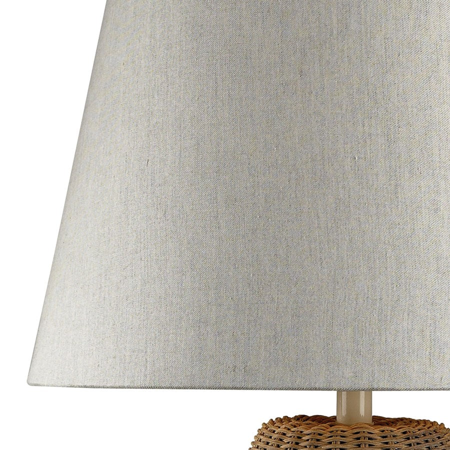 Atlas Lighting Sycamore Hill 26in 1-Light Table Lamp | Natural Materials and White Fabric Shade | Living Room & Bedroom | Model PL11108-NA