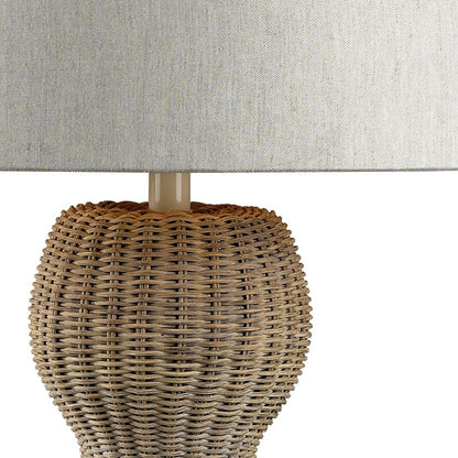 Atlas Lighting Sycamore Hill 26in 1-Light Table Lamp | Natural Materials and White Fabric Shade | Living Room & Bedroom | Model PL11108-NA