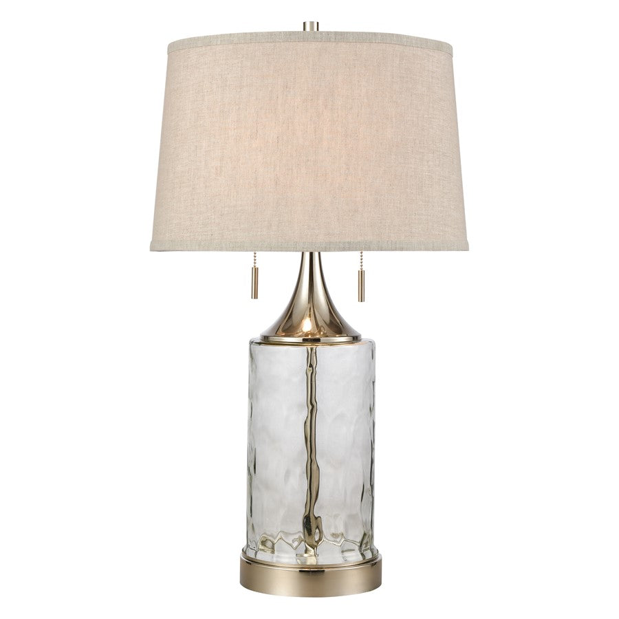 Atlas Lighting Tribeca 27in 2-Light Table Lamp | Clear Water Glass and Polished Nickel | Living Room & Bedroom | Model PL11110-CL